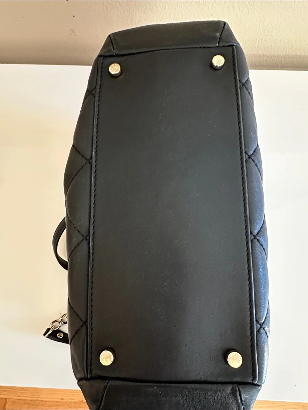 kate spade Black Quilted Leather Shoulder Bag with Gold Chain Handles